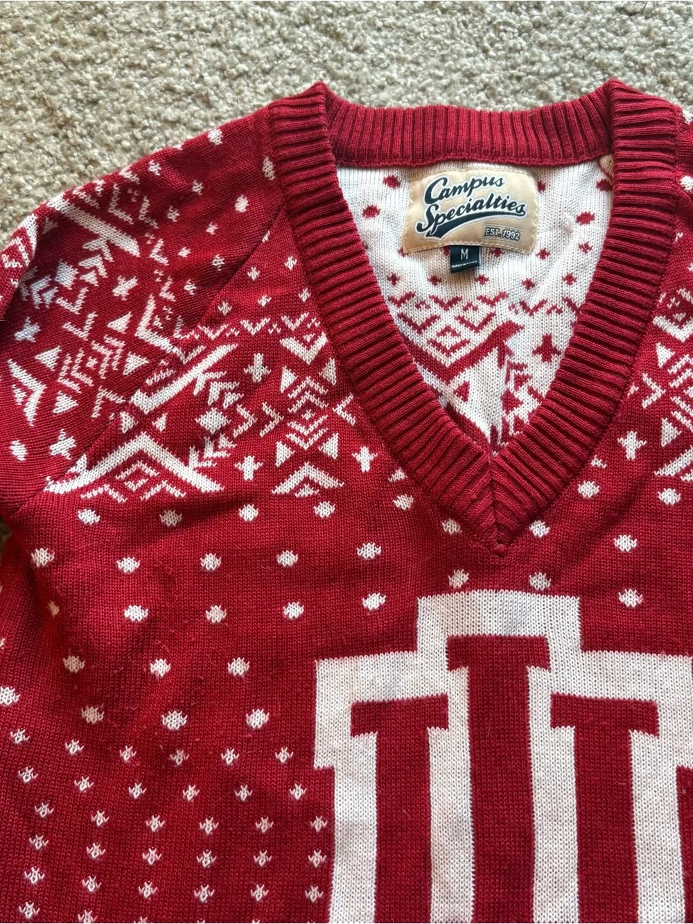 Indiana Hoosiers Ugly Christmas Sweater Medium V-neck Red Women’s